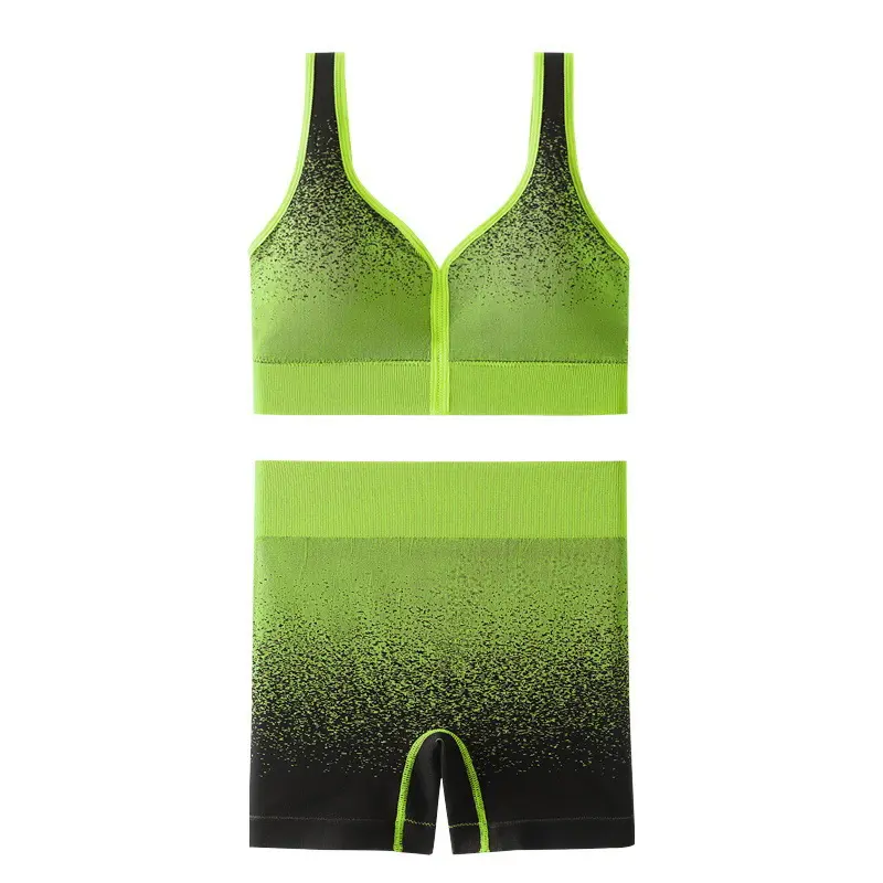 Green Formal pushup bra set with front zip