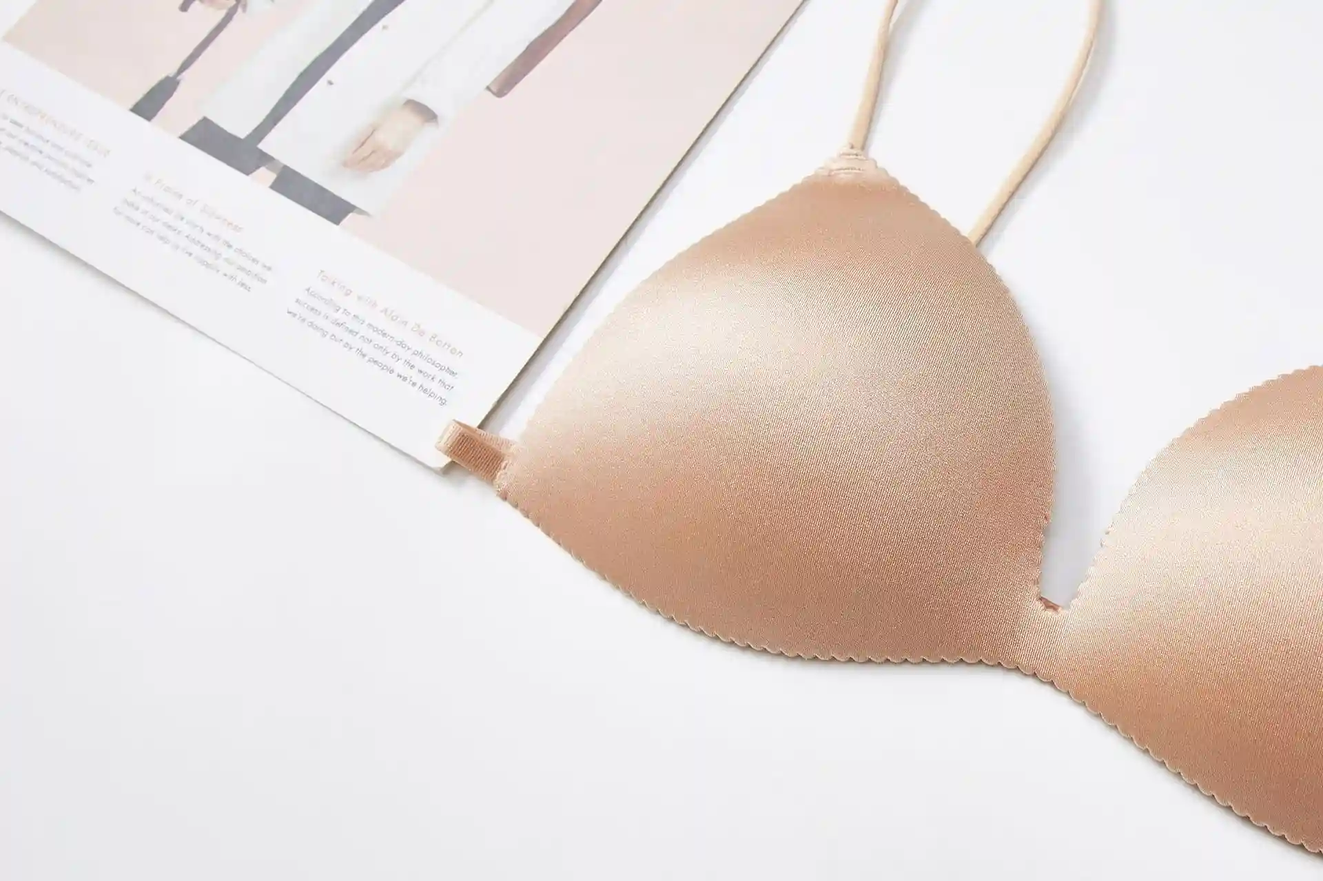 Formal pushup bra with triangle cups and thin straps for a sleek look