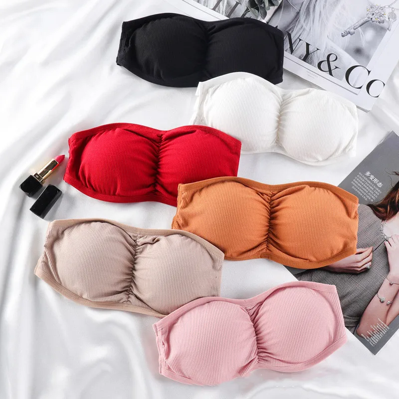 Strapless bra with stylish back straps and removable pads for a custom fit